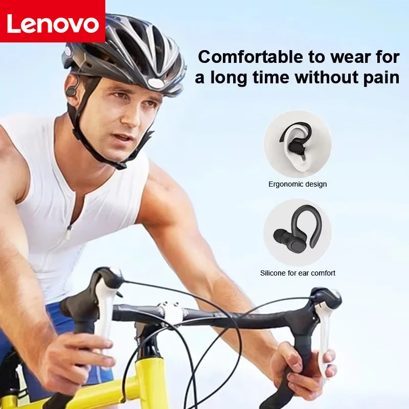 الأصلي لينوفو سماعات لاسلكية Ture سماعات أذن لاسلكية الأذن هوك الرياضة HiFI ستيريو سماعة رأس مقاومة للماء مع هيئة التصنيع العسكري TWS سماعة #5