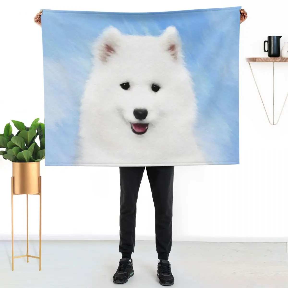 Samoyed Puppy Throw Blanket Large warm for winter Bed Quilt Blankets For Sofas Designers Blankets