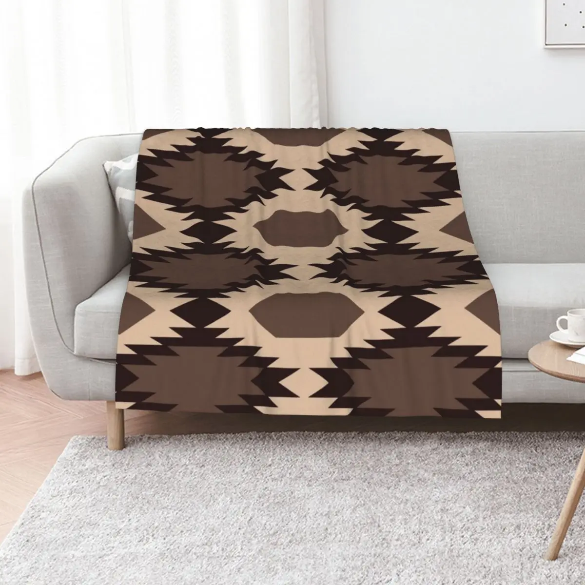 

Navajo Brown Pattern Throw Blanket Beach Thermals For Travel Camping Quilt Blankets