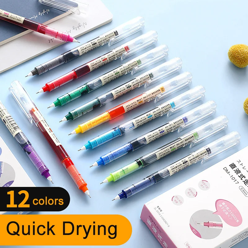 

Color Quick-drying Large-capacity 0.5mm Ink Mark Gel Pen Liquid Rollerball Pen Writing Diary Office Stationary Freen Shipping