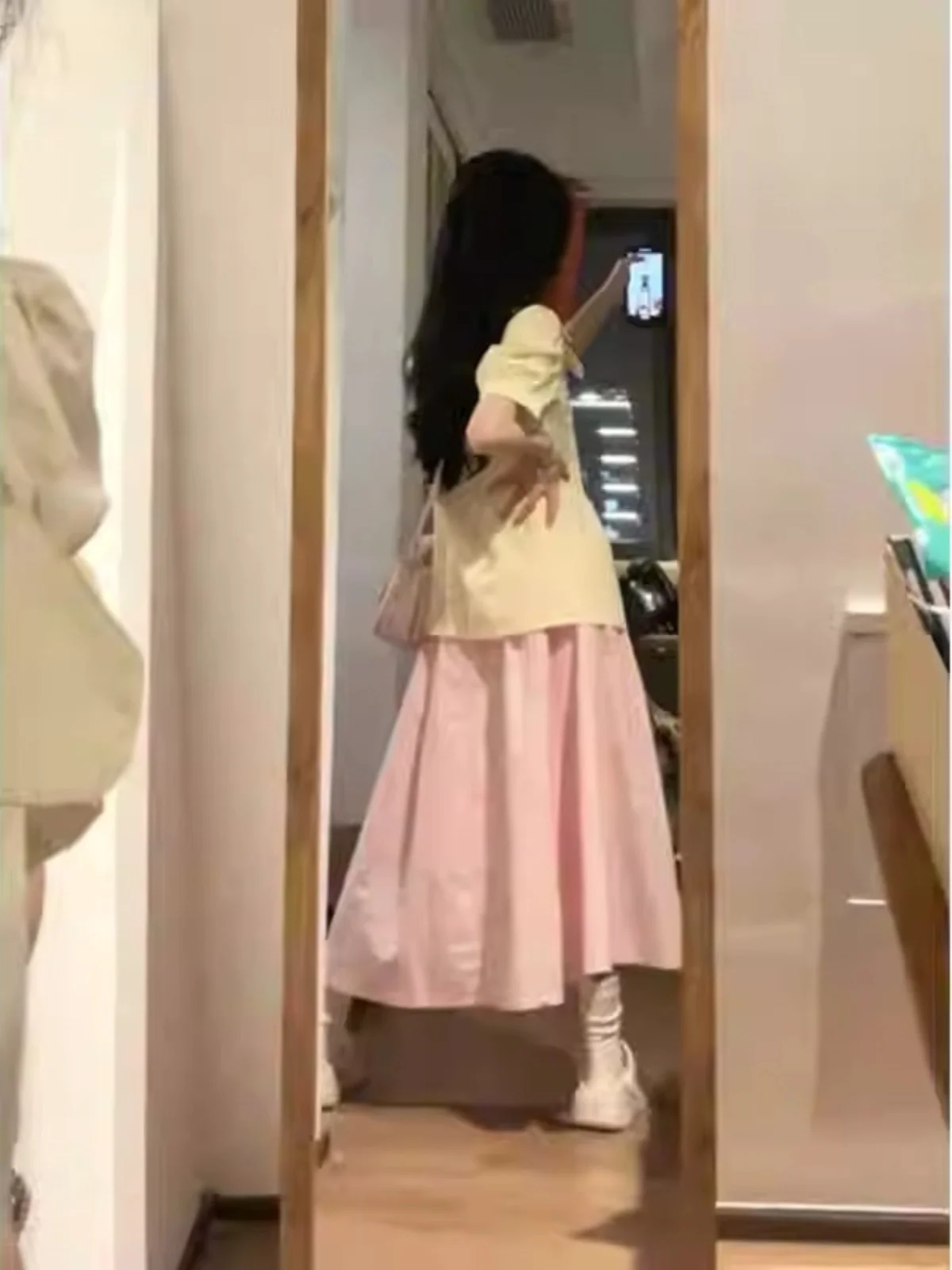 

Юбка миди А-силуэта с высокой талией, универсальная, в корейском стиле, ретро, расклешенная, с эффектом похудения