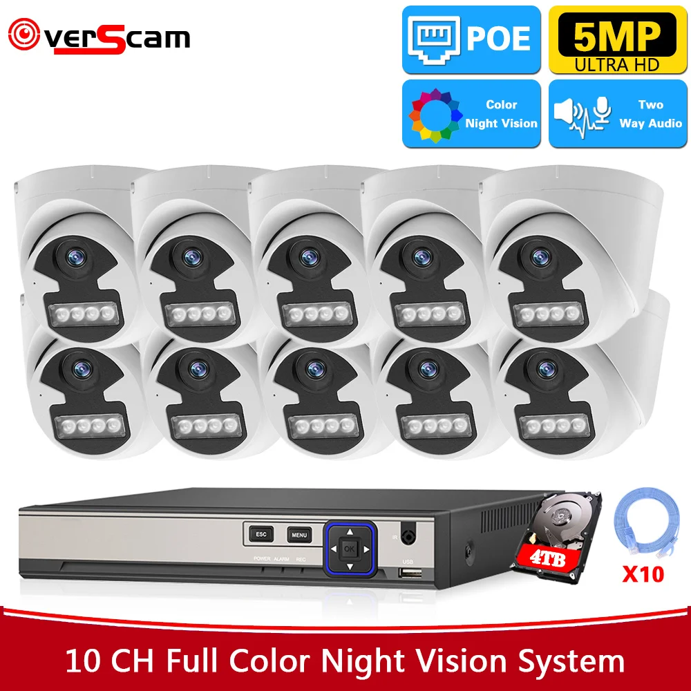 

10CH 4K NVR Security System Color Night Vision 5MP POE IP Dome Camera Set 4CH Indoor Home CCTV Video Surveillance System Kit P2P