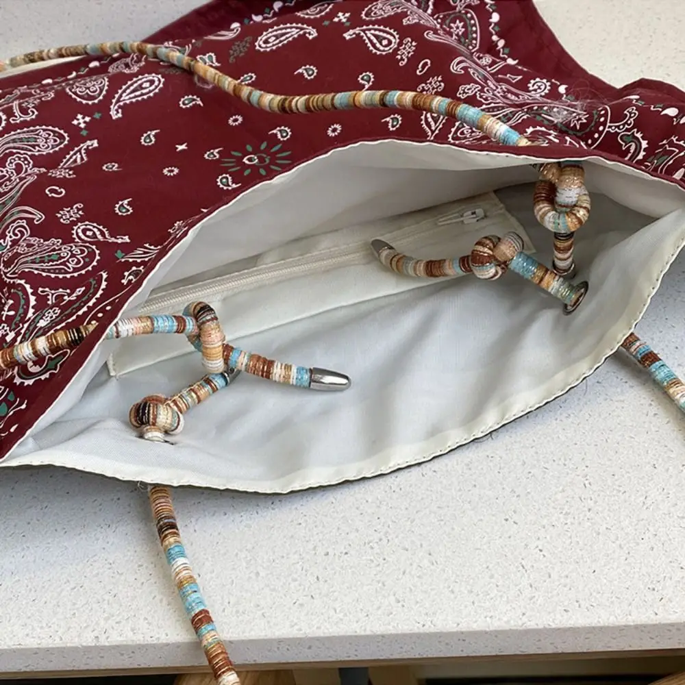 Printed Cashew Flower Canvas Bag Double Side Large Capacity Canvas Tote Bag Lightweight Shopping Bag Women's Handbag Vacation