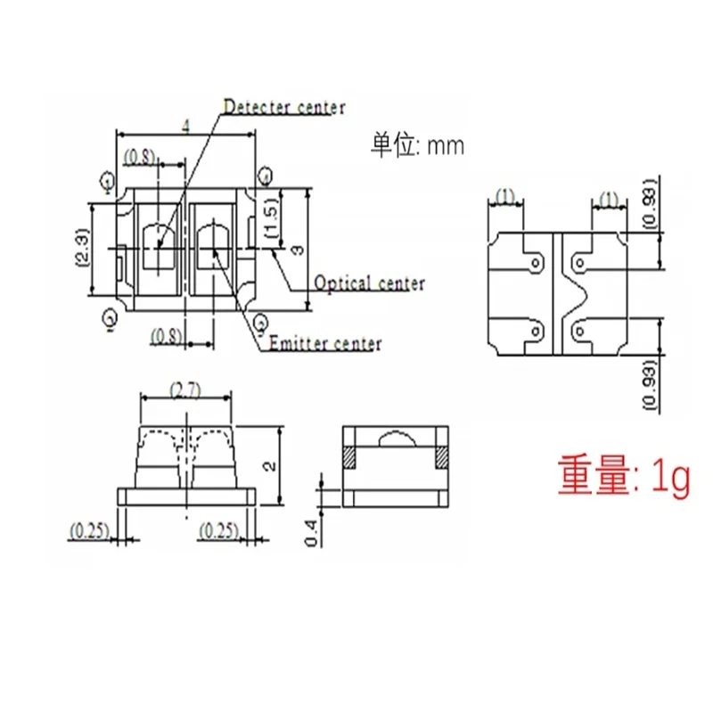 GP2S700HCP SMD4 GP2S700HCP04 GP2S700 Detecting Distance : 3mm Phototransistor Output, Compact Refl ective Photointerrupter