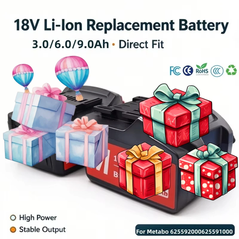 Replacement Li-ion Backup Battery Pack 18V 3.0Ah-9.0Ah Rechargeable Cordless Tool Battery Compatible with 625592000 625591000