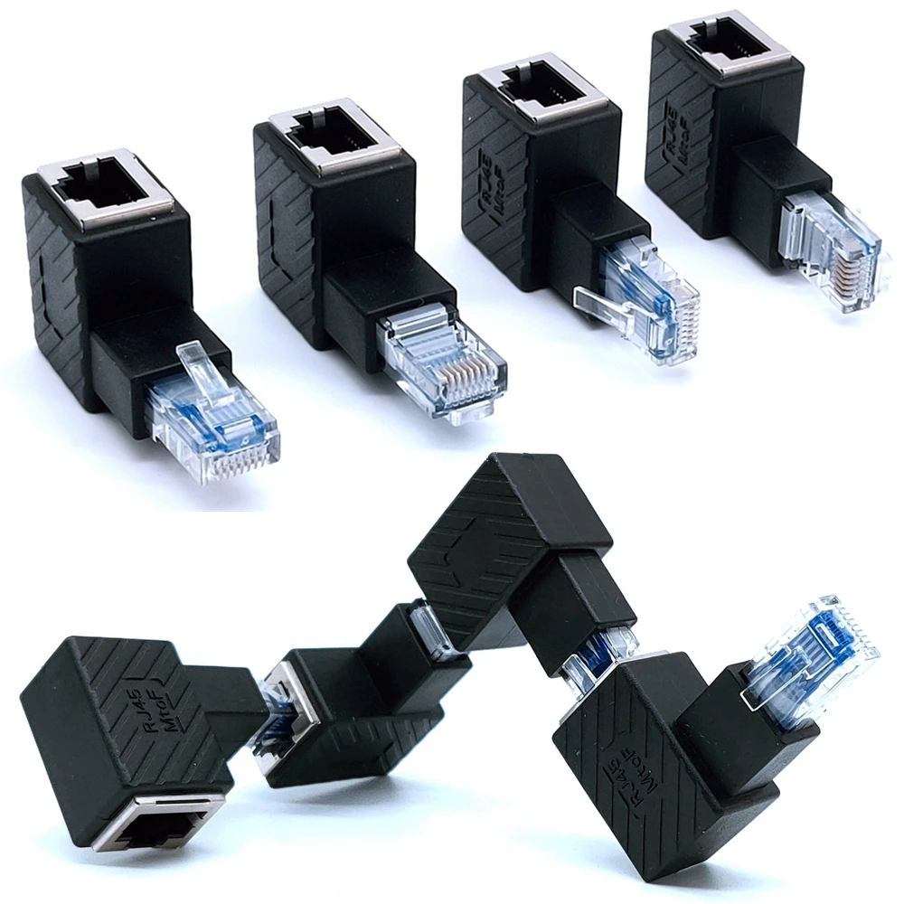 

Up Down Left Right Angled 90° 8P8C FTP STP UTP Cat 5e RJ45 Lan Ethernet Network Extension Plug to Female Hot Sale