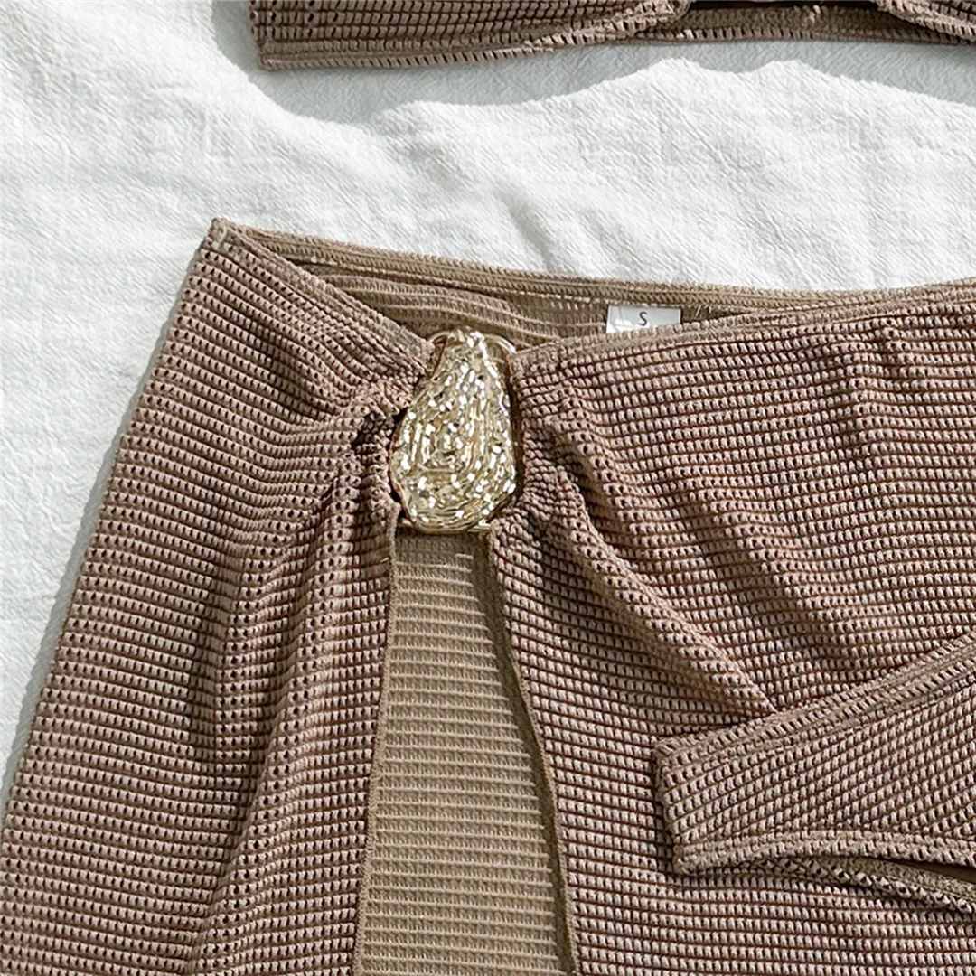 Mit Rock, hoch geschnittenem Beinausschnitt, brasilianischer Bikini, Damen-Badebekleidung, dreiteiliges Bikini-Set, Badeanzug, Badebekleidung, Schwimmbekleidung V6741 – Detail 35