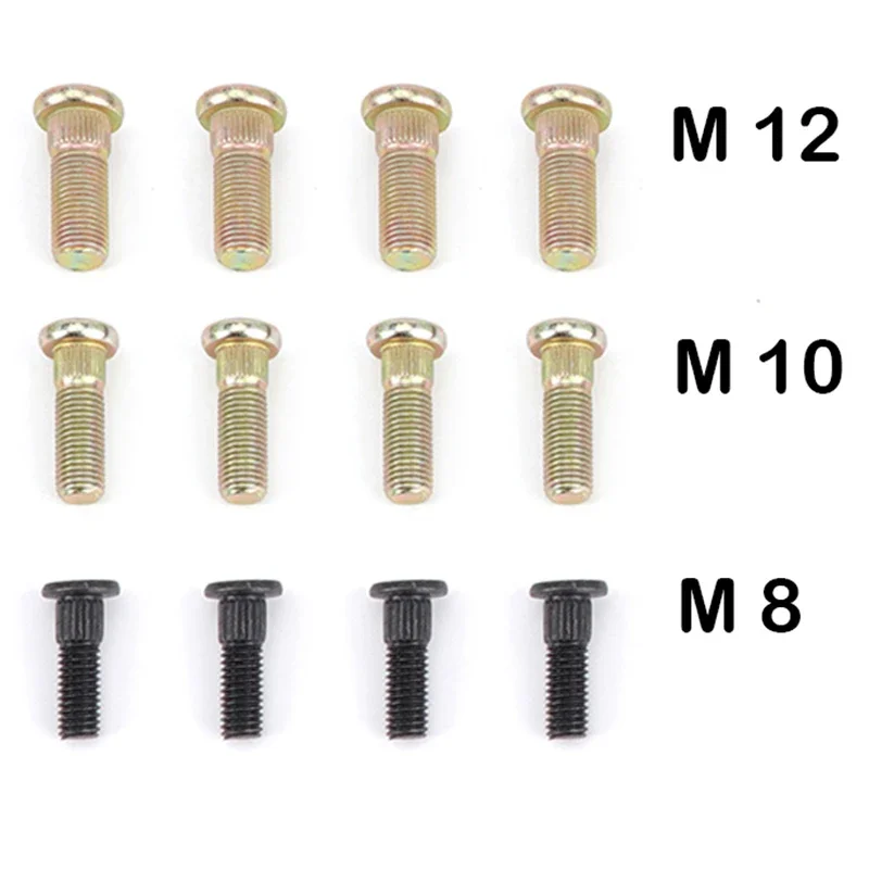 4Pc Platen Screws Tooth Knurled Rivet Screws Crimp RivetsSpline Screw Wheel Hub Stud 10.9 Steel For ATV UTV Kart Quad Bike Parts