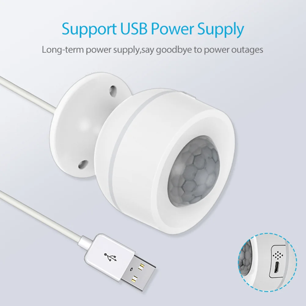 Sensor temperatur dan Alarm USB pintar Pir putih Abs