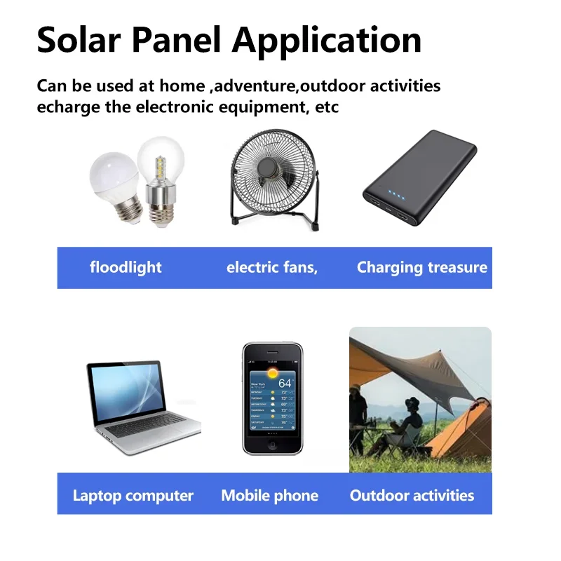 500w Solar Panel 12V Usb Portable Foldable Waterproof for Cell Phone Power Bank  Battery Charger Outdoor Camping Hiking Fishing