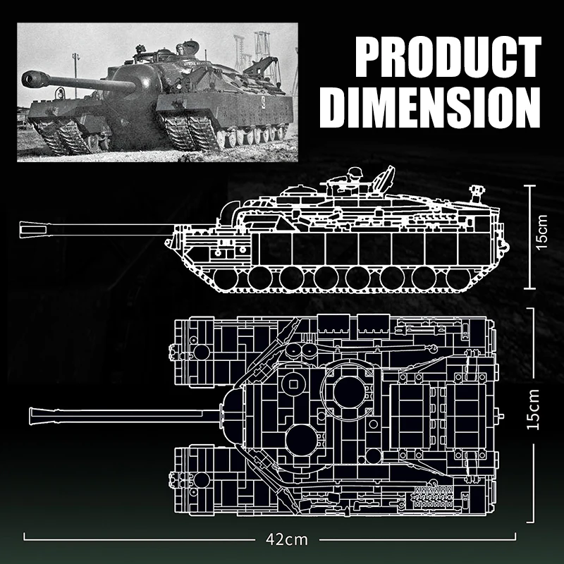 GU022 US T28 Heavy Tank Blocks Building Set WW2 Military Bricks Weapon Soldiers Army War Teens Toys Gifts for Boys Adults DIY