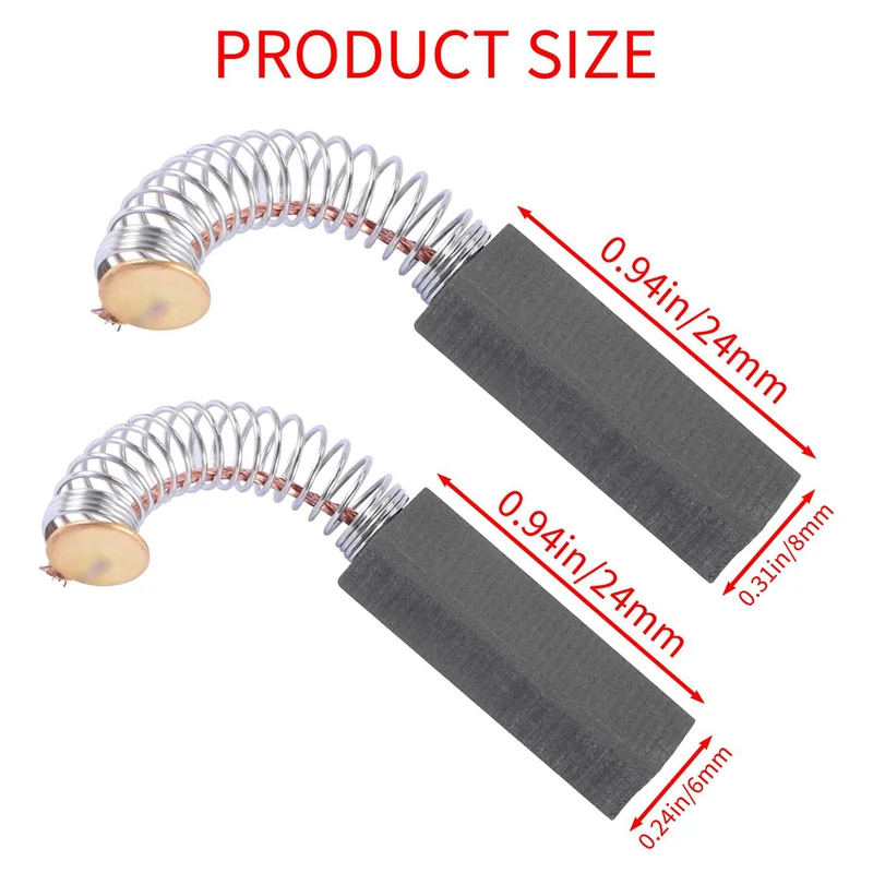 A44U Carbon Brush Charcoal (8 Pair) 6 X 8 X 24 Mm Electric Motor