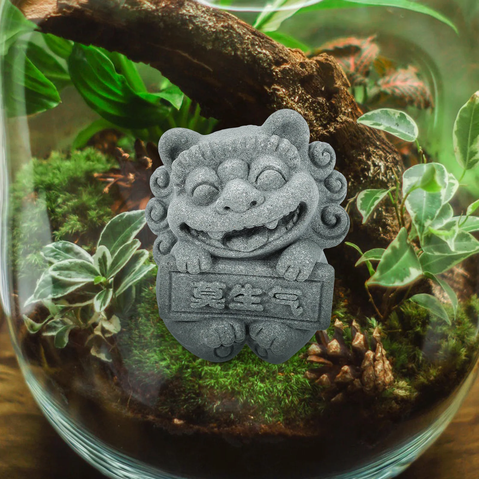 

Chinese Style Lion Sculpture Stone Craft Figurine Miniature Lion Decoration Garden Statue Home Office Ornament Lifelike