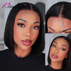 Glueless Bob Wig Human Hair Yaki Straight Bob Wig Pull Go Wig with Elastic Drawstring Upgrade Human Hair Straight Short Bob Wigs