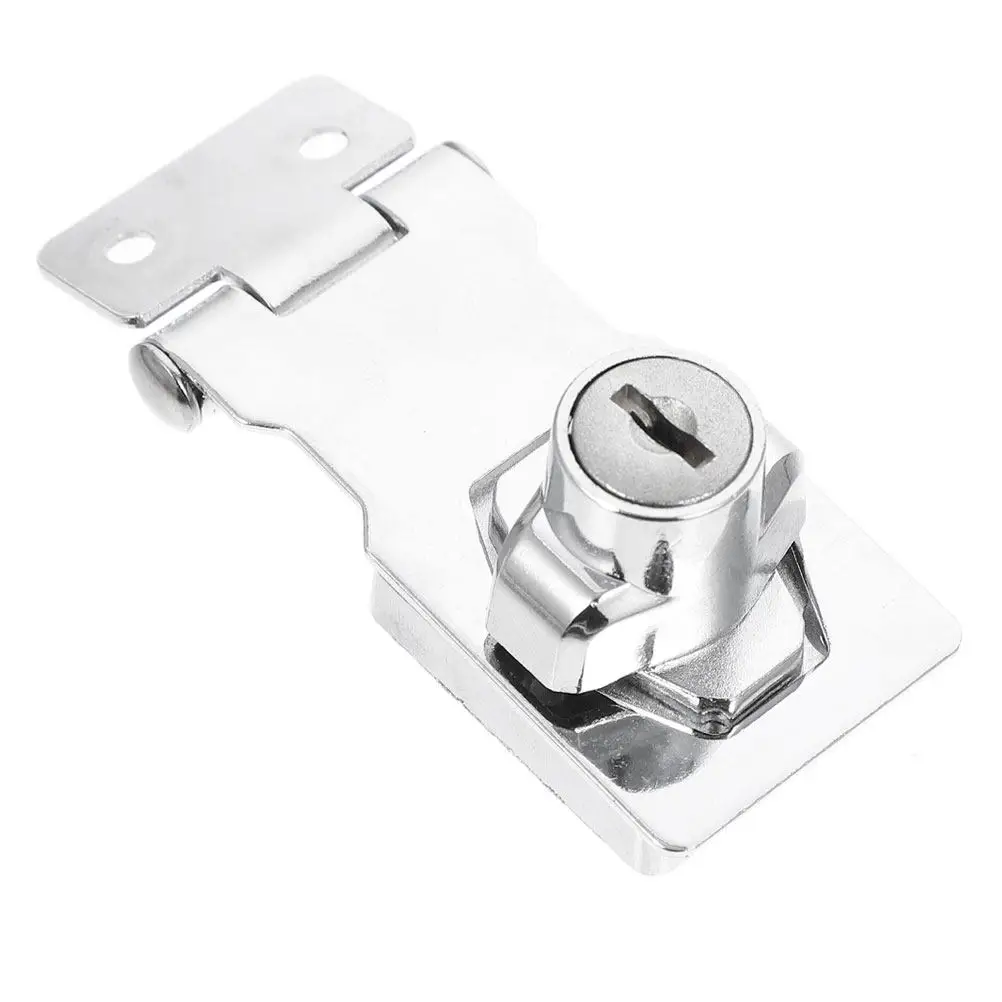 Heavy Duty Keyed Hasp Lock Iron and Stainless Steel Cabinet Lock for Cupboards Desk Showcase Wine Cabinet Display Locker Anti