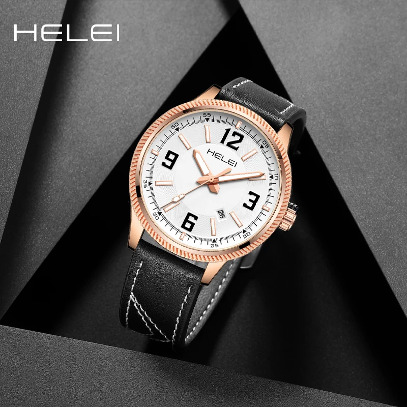 대형 디지털 다이얼 남성용 쿼츠 시계, 방수 손목시계, 오리지널 브랜드, HELEI2024 인기 모델