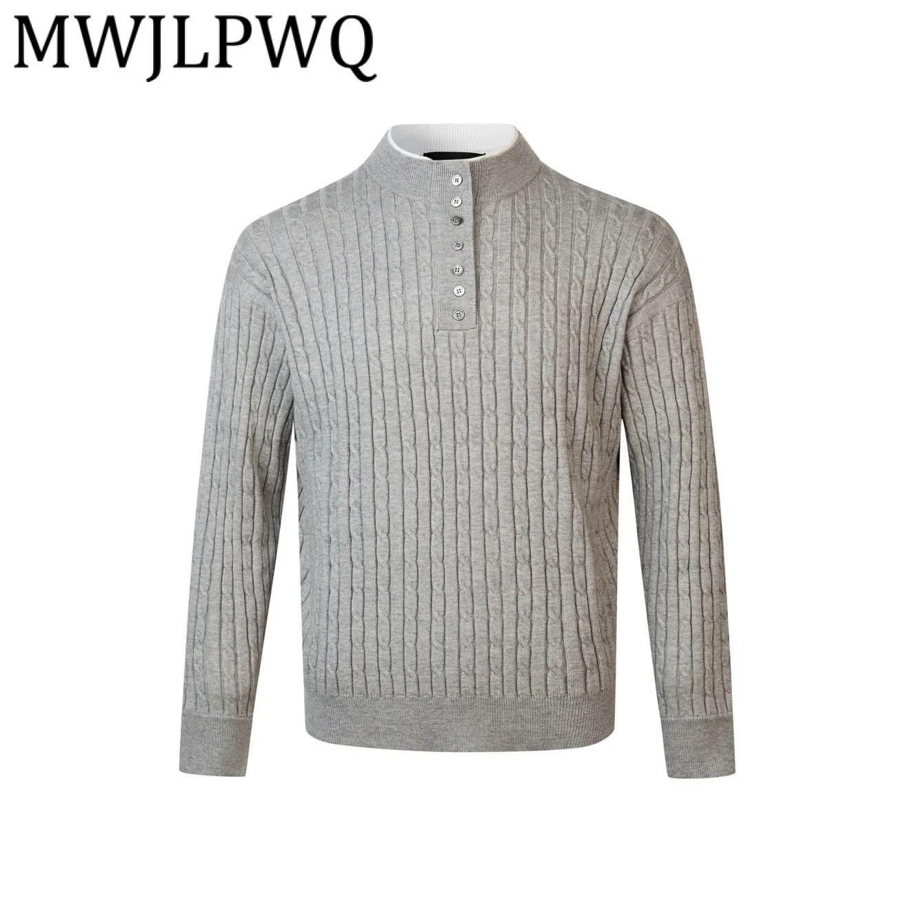 

MWJLPWQ 2025 Winter New American Style Knit Sweater Male High Street Button Design Simple Versatile Loose Pullover Tops 21535