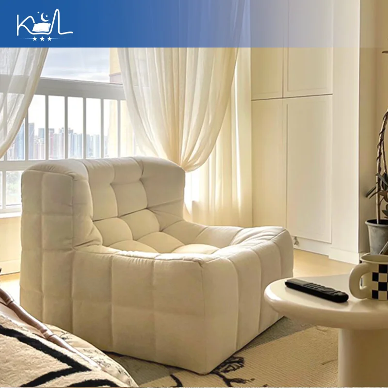 Retro Floor Sofa, Lazy Boneless Lounger for Small Apartment, Single Couch for Bedroom Balcony, Minimalist Sofa Bed