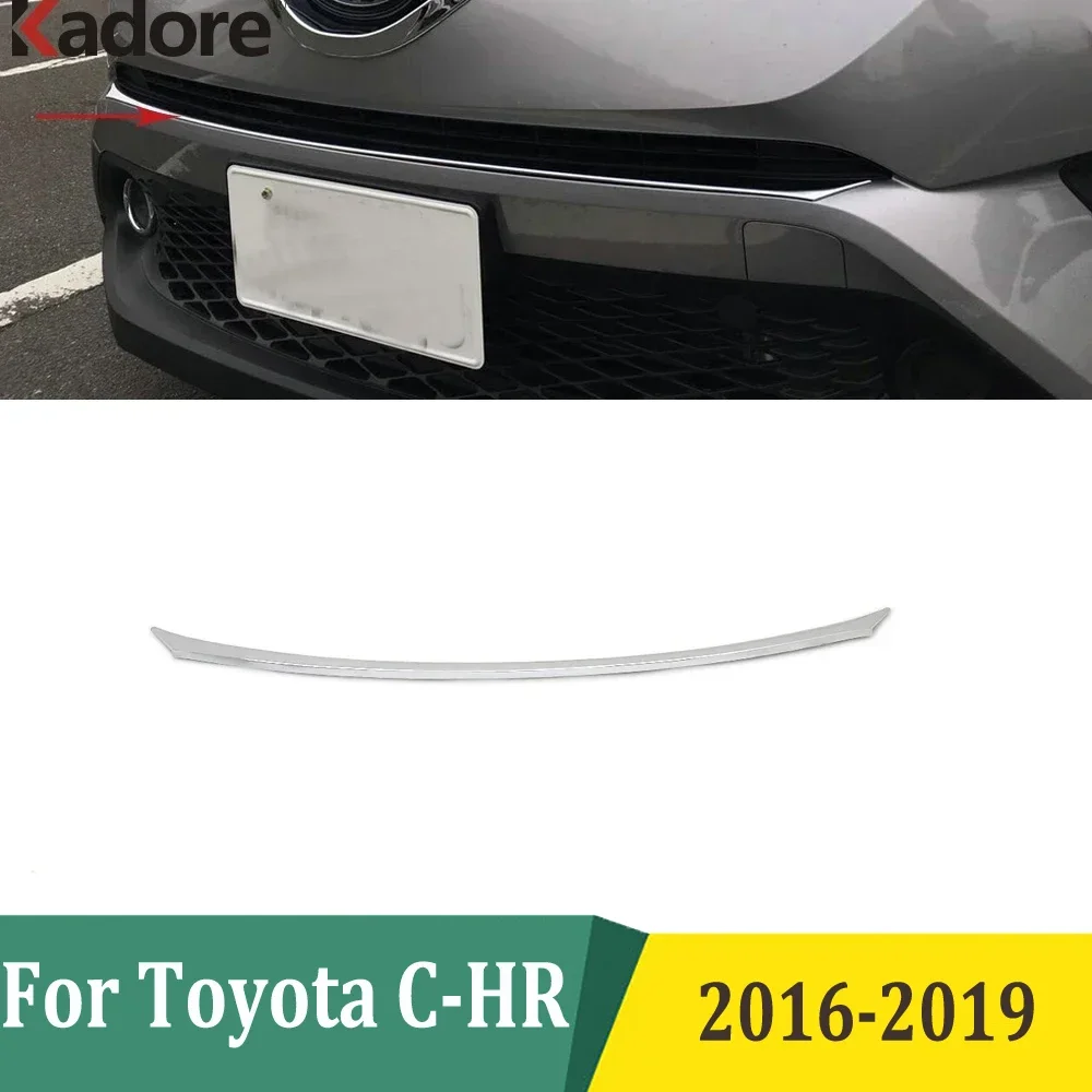 

For Toyota C-HR CHR 2016 2017 2018 2019 Chrome Front Lower Grill Trim Strip Center Racing Cover Moulding Trims Car Stickers