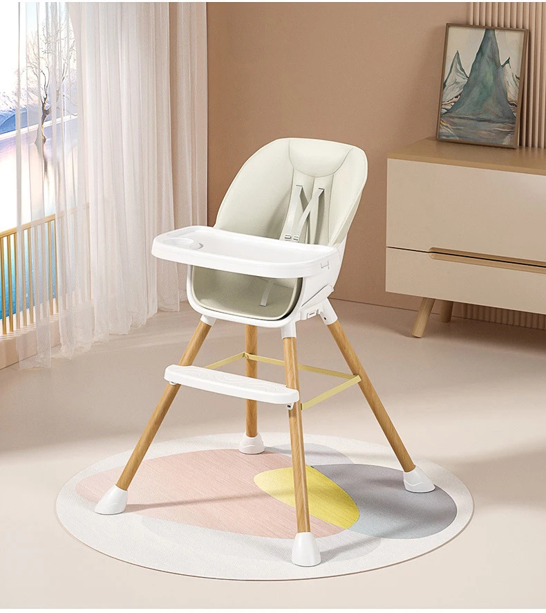 Silla moderna 4 en 1 para comer al aire libre para bebés, silla alta de comedor para niños, silla de alimentación antideslizante de madera de haya, gran oferta