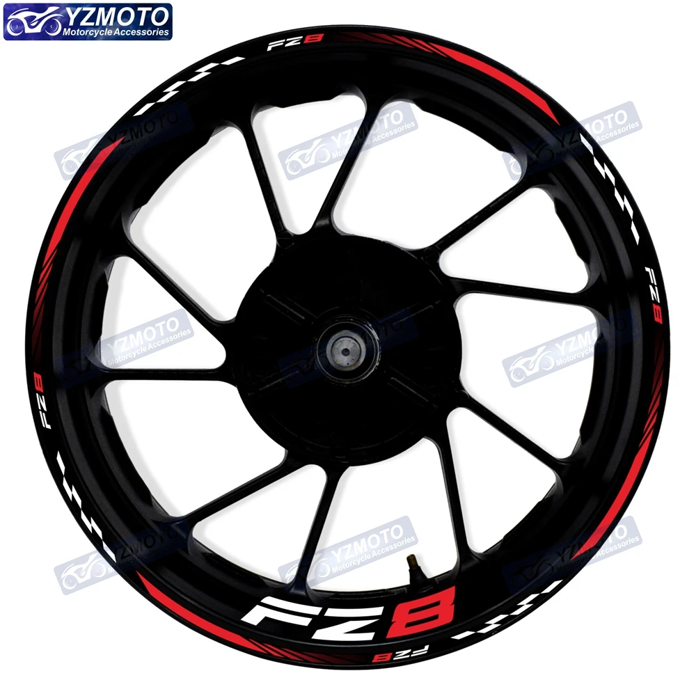 Für FZ8 Motorrad 17-Zoll-Aufkleber für Vorder- und Hinterrad, Racing-Naben-Aufkleber, modifizierte dekorative reflektierende wasserdichte Felgenaufkleber