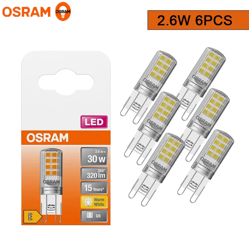 

6 шт. для OSRAM LED PIN 30 G9 2,6 Вт 2700 К теплый белый прозрачный светильник 300 ° Свет 220В светодиодный наружный внутренний домашний светильник AC32106