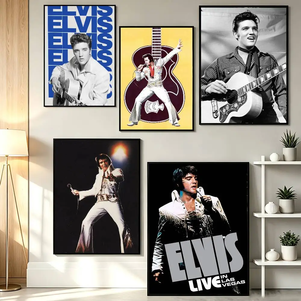 50s Rock and Roll Elvis P-Presley Poster HD Self Adhesive Waterproof Wall Art Ideal for Home Office Dorm Gift