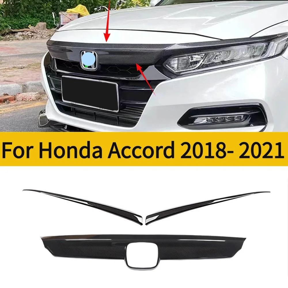 For Honda Accord 10th Gen Black ABS Plastic Front Bumper Trim Strip Grille Panel Hood Head Grid for 2018-2021 Models
