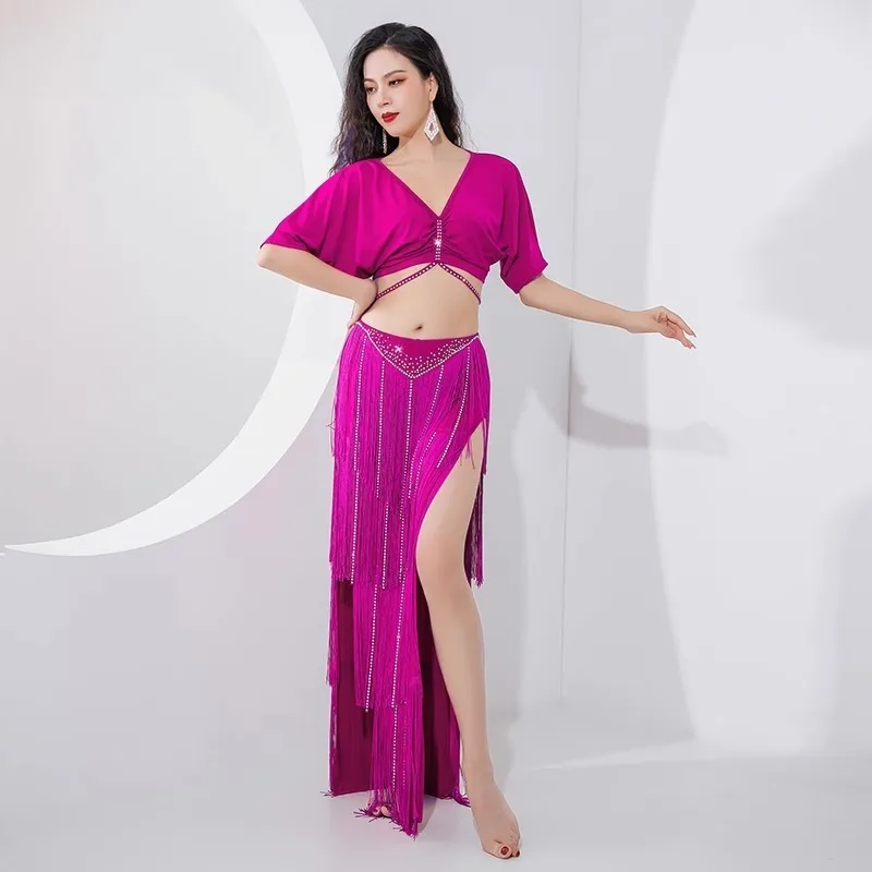 Customized Belly Dance Practice Dress Hot Diamond Tassel Inspirational Light Luxury Practice Outfit Group Performance Costume