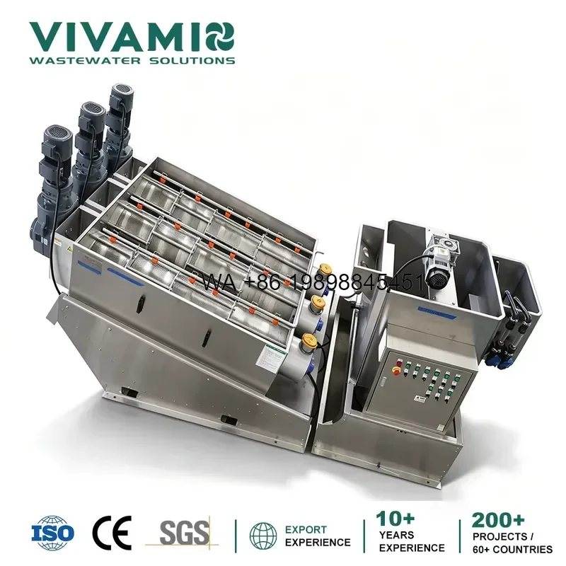Wmwmnu Multi Disk Volute Screw Press Sludge Dewatering for Organic Wastewater Sludge Dehydration and Pig Farm Manure