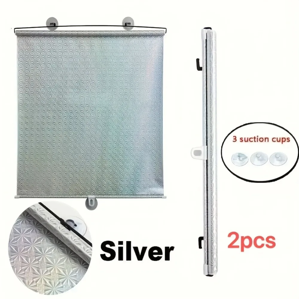 2PCS Sun Protection Retractable Non Perforated Sunshade, Suitable for Offices, Kitchens, Bathrooms, and Living Rooms