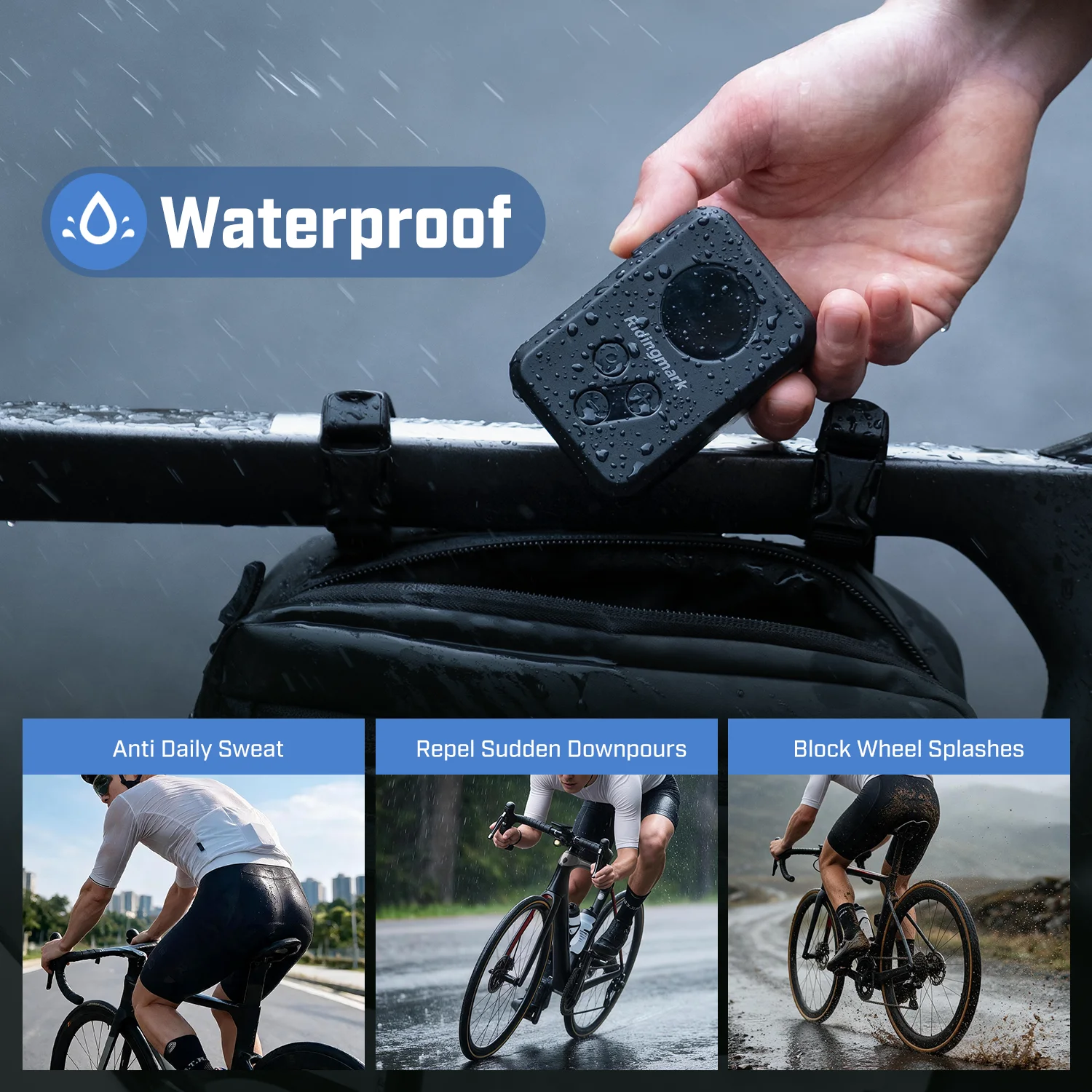 Ridingmark AS290 Waterproof Bicycle Mini Pump Air Inflator 120PSI 600mAh Rechargeable Battery Cycling Bike Accessories