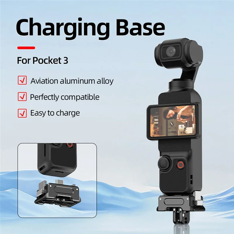 Qy-Mount محول موصل مع ترايبود 1/4 كاميرا ذات محورين الإفراج السريع قوس كاميرا شحن قاعدة ل DJI OSMO Pocket 3