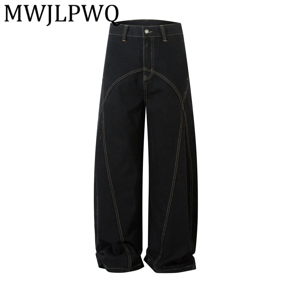 

MWJLPWQ мужские свободные широкие джинсовые брюки-карго осень Newe Vibe модные прямые брюки с разрезом и деконструировкой 21932