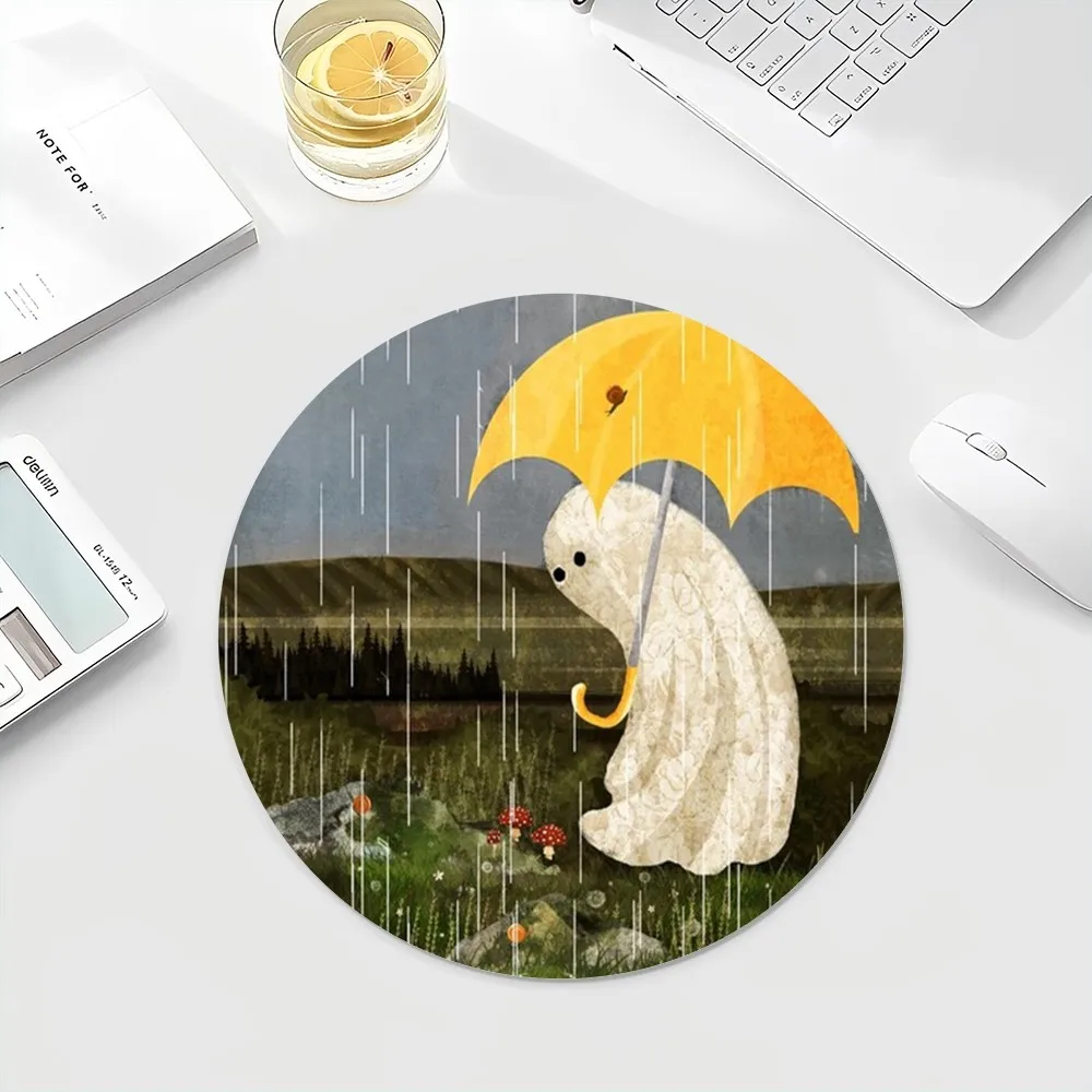 Ghost Mousepad INS Tide Round Keyboard Mat Table Mat Students Cabinet Gamer Desktop Mousepad Cup Mats Deskpad Home Decor