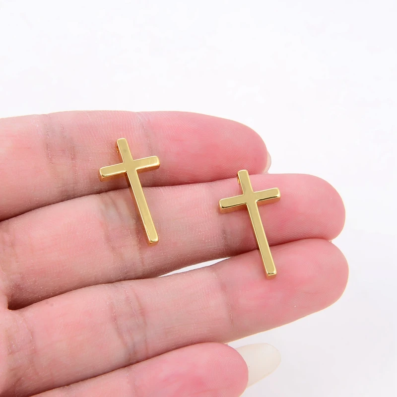 Cross star beads, gold rosegold silver plated colour , fashion jewelry bracelet  findings , 1pc