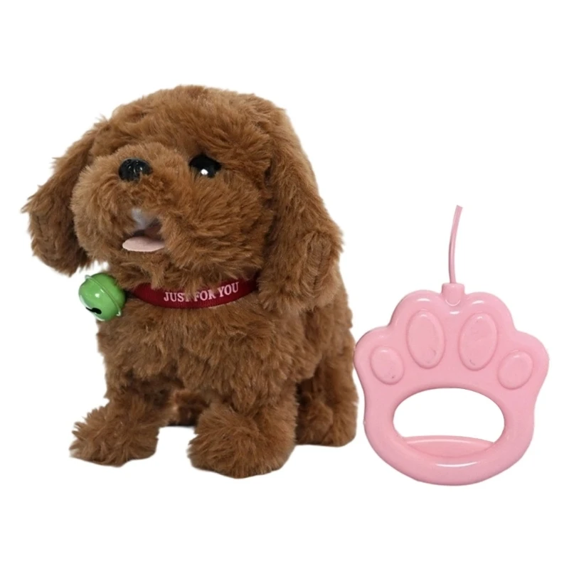 Children Interactive Plush Electric Toy Dog with Tail Waggling Leash Control Dog
