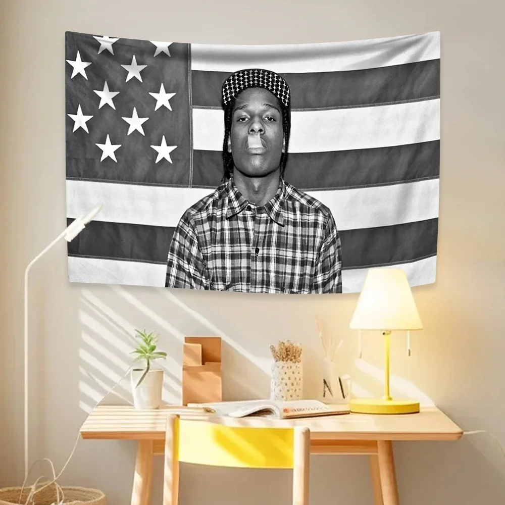 Asap Rockys Flags Rapper Tapestry Room Decor Aesthetic Music Album Art Posters Wall Hanging Bedroom Concert Background Fans Gift