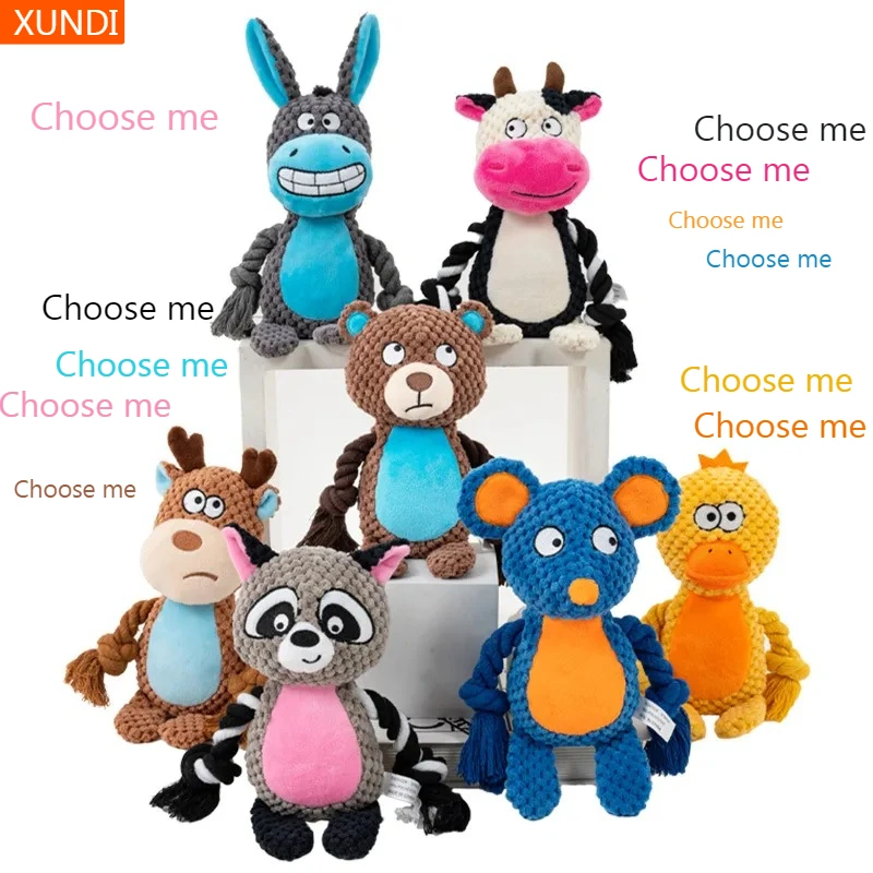

2 Pieces Set，New Craft Squeaky Plush Pet Toy Simulation Animal Interactive Chew Toy Durable Bite