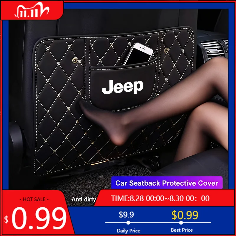

Подстаканники, автомобильный кожаный защитный чехол на спинку сиденья, противоударная накладка для Jeep Grand Cherokee Wrangler JK Gladiator Compass Reneg
