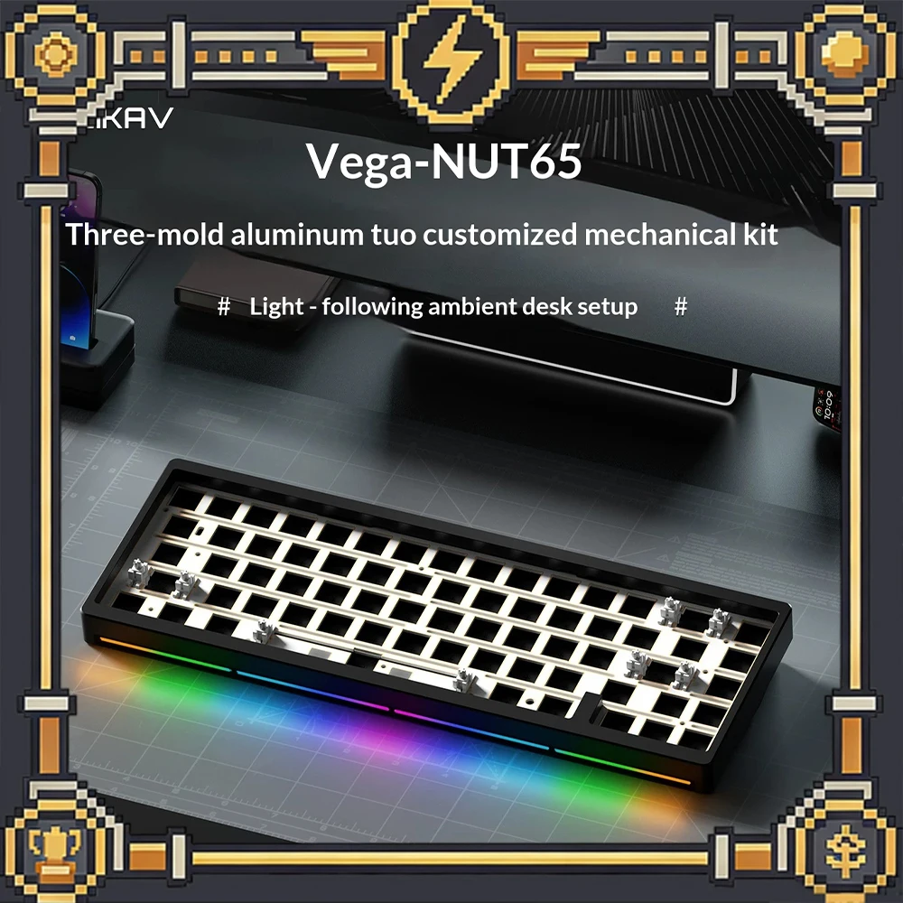 WEIKAV NUT65 Keyboard Kit Double GASKET Structure Microphone Pickup Light Bar Keyboard Kit Five-Layer Silencing Filling For Gift