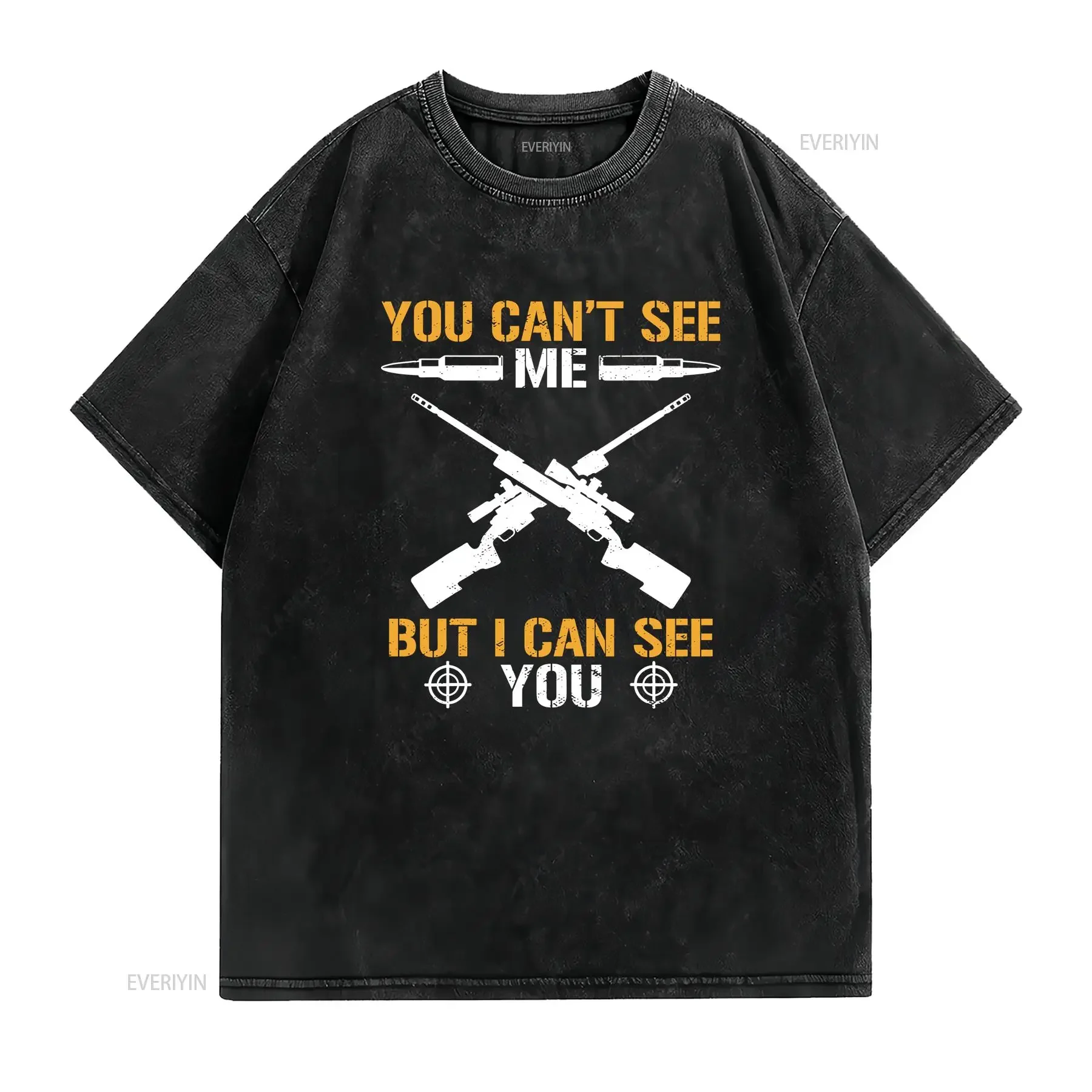 Long Range Shooting Funny Sniper Rifle T Shirt vintage Washed Soft homme Versatile graphic Casual designer clothes Stretched