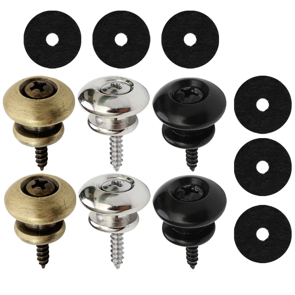 

6 Pcs Guitar Strap Button Pins Acoustic Ukulele Bass Blocks Iron Buttons Accessories