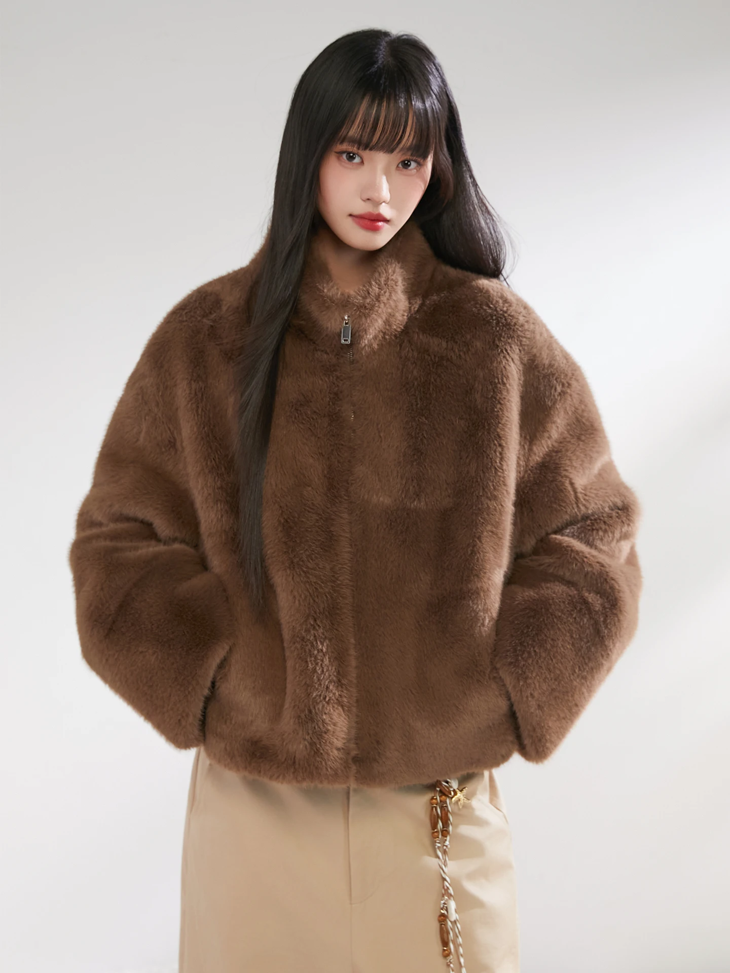 

Женская свободная зимняя куртка King Prince с мехом, экологически чистая синтетическая кожа, теплое повседневное пальто