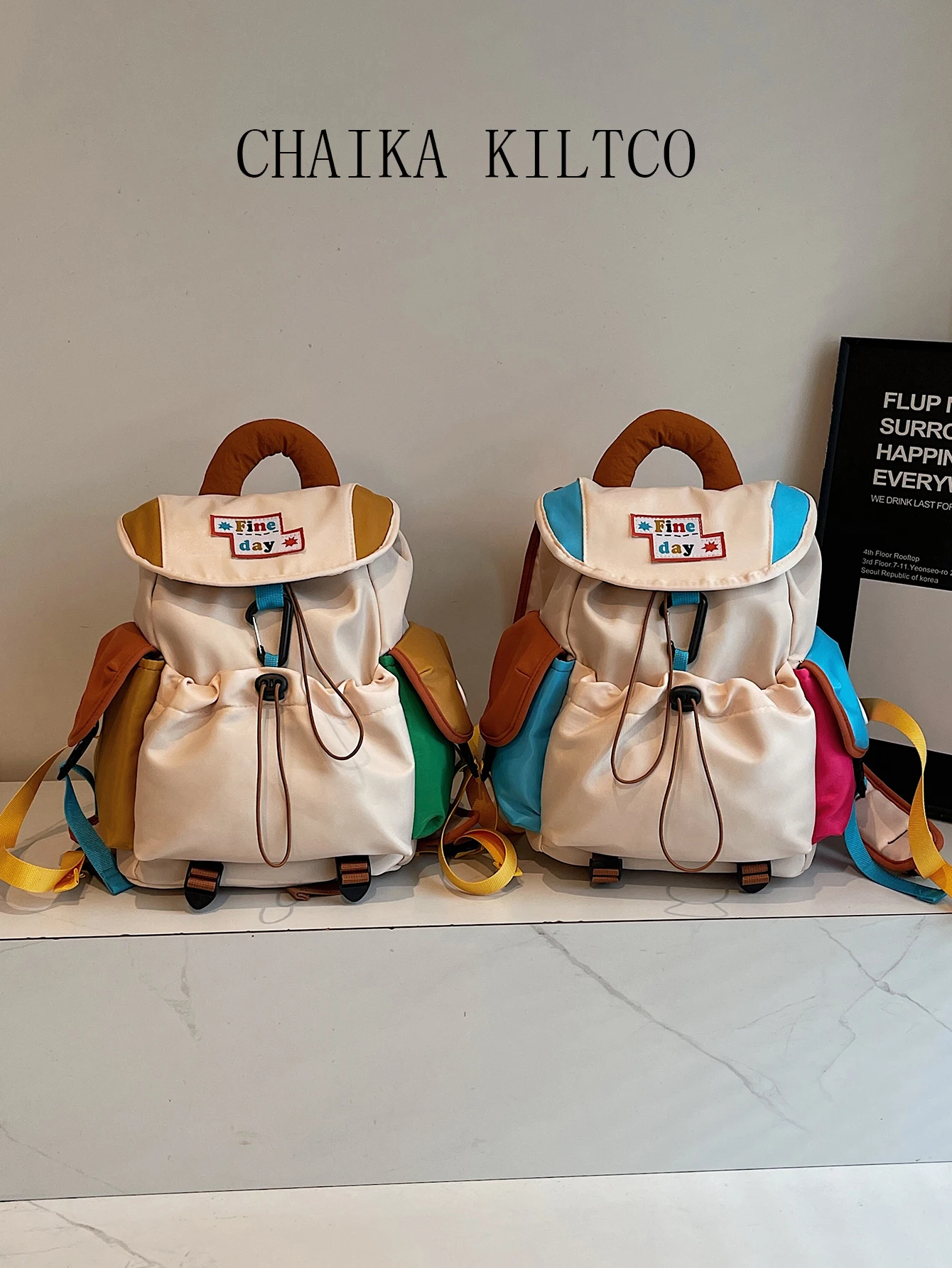 

CHAIKA KILTCO New color blocking casual fashion student backpack travel backpack commuting versatile bag
