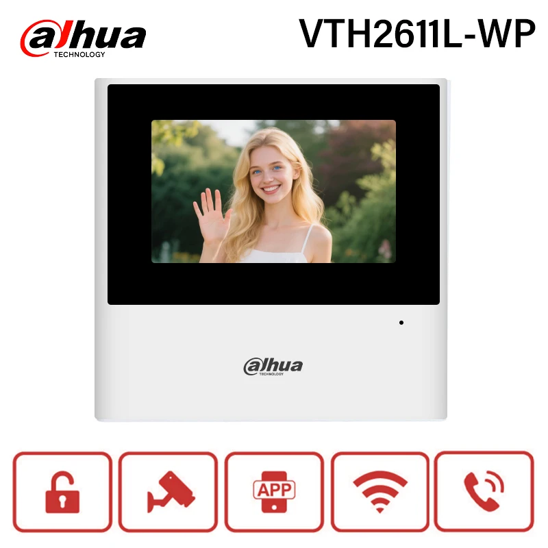 

Dahua VTH2611L-WP Внутренний монитор IP и Wi-Fi 4,3-дюймовый видеодомофон Экран PoE Приложение для наблюдения IPC Двусторонняя связь с портом Ethernet