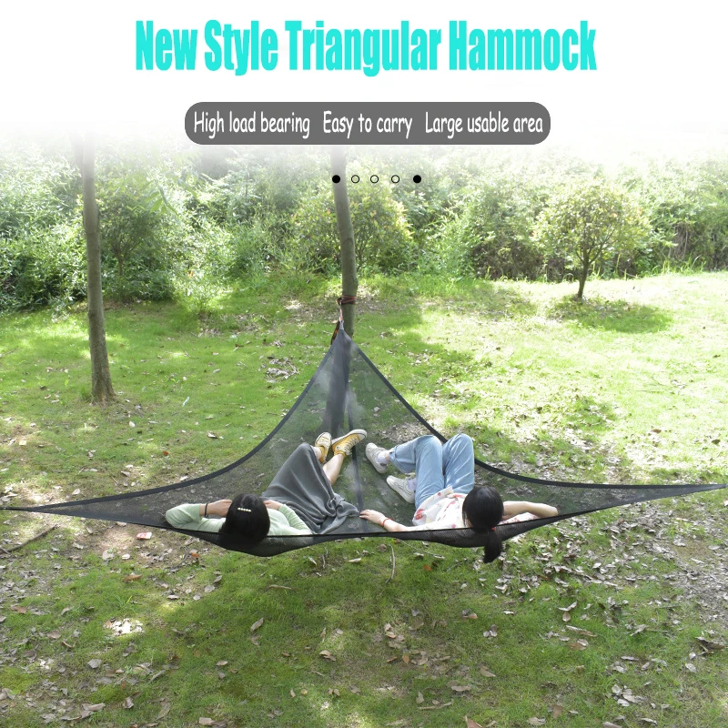 Triangle Camping Hammock Giant Folding Aerial Hanging Mesh Cloth Bed Giant Outdoor Garden Yard Patio Leisure Sleeping Swing Bed