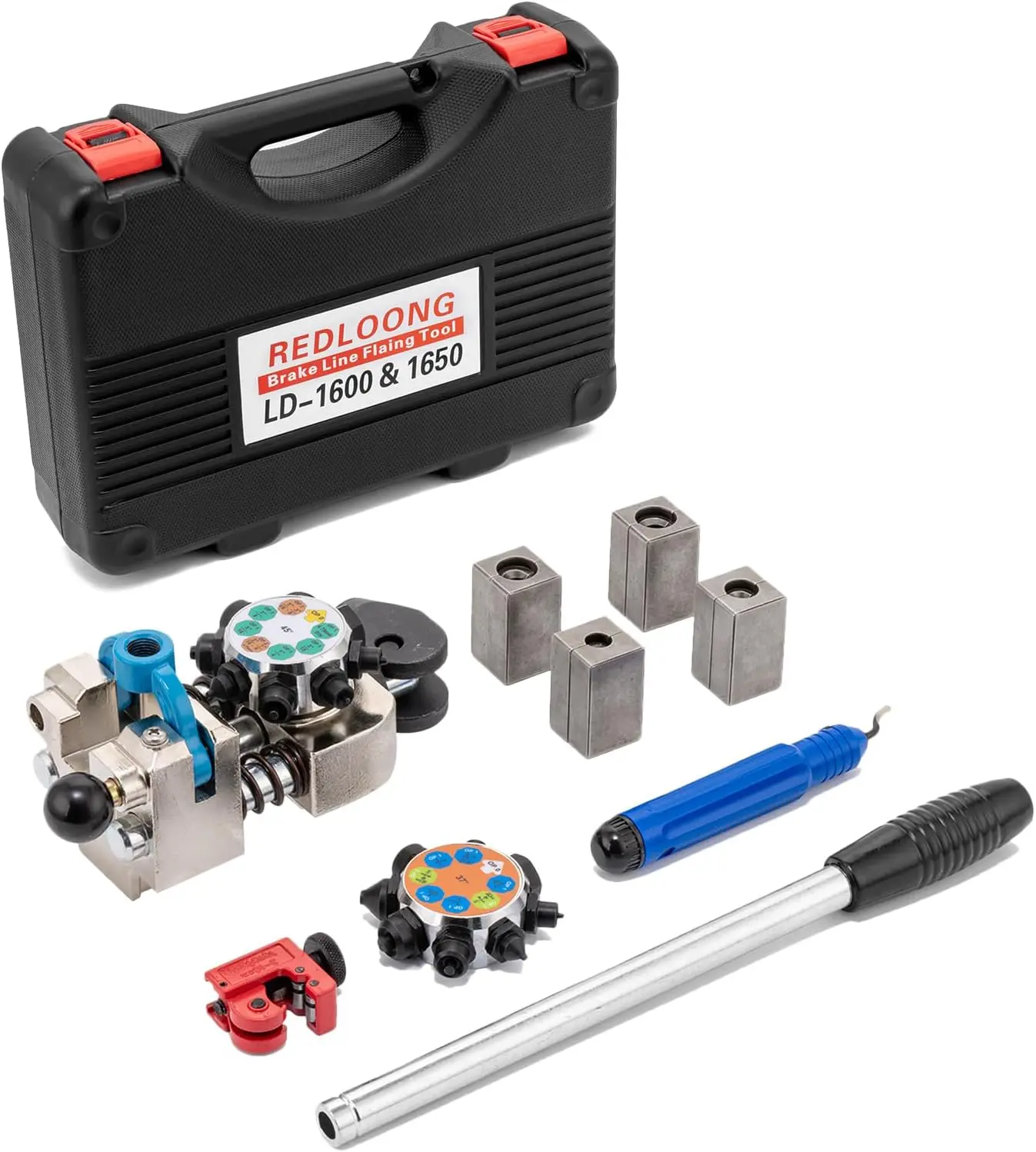 

Профессиональный набор инструментов для развальцовки тормозной магистрали 45/37 ° , Одинарная/пузырчатая/двойная раскладка для 3/16–3/8 дюйма