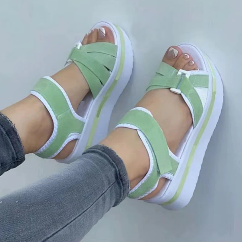 Sandalias con cuña para mujer, zapatos de talla grande, calzado informal para exteriores, Verano