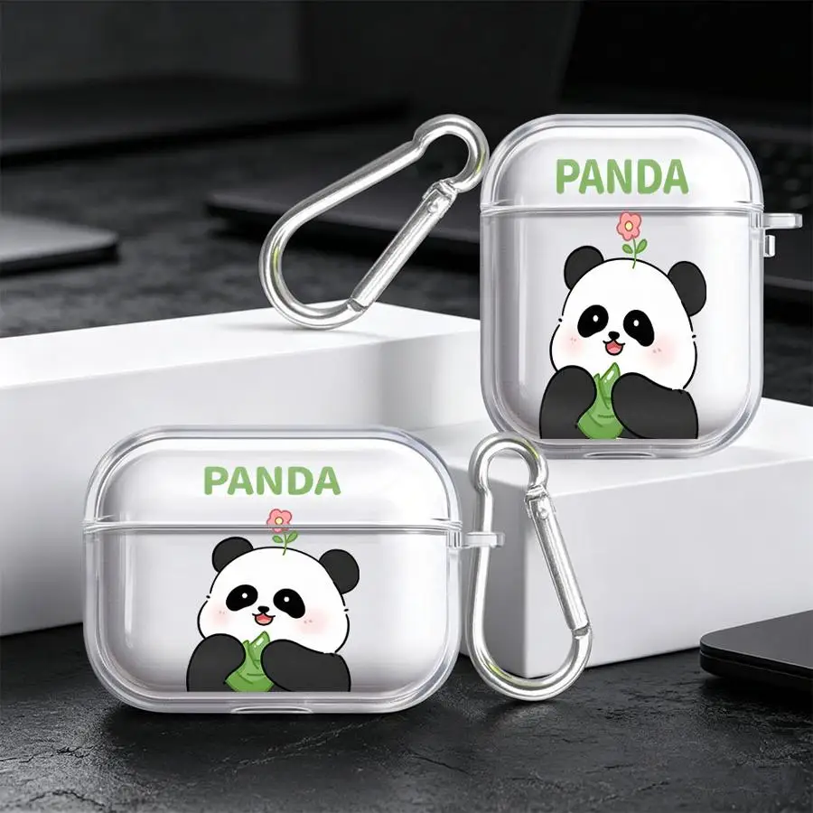 Clear Earphone Cases Cover Case For Airpods 4 2 3 Pro Pro3 Pro2 1 Cartoon Bamboo Panda